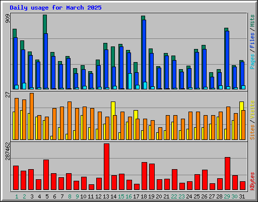 Daily usage for March 2025