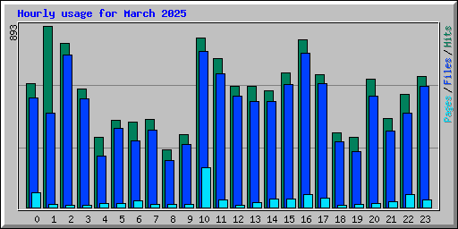 Hourly usage for March 2025